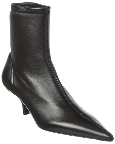 Totême Toteme The Heeled Leather Sock Bootie In Black