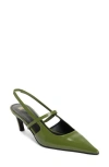 Totême The Sharp Cutout Glossed-leather Slingback Pumps In Laurel