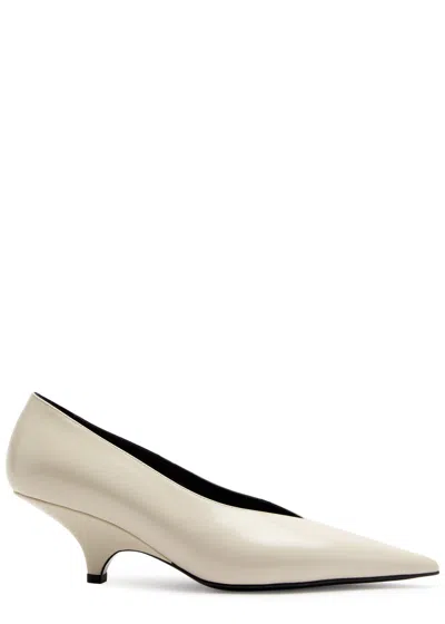 Totême 55mm The Wedge-heel Leather Pumps In Cream