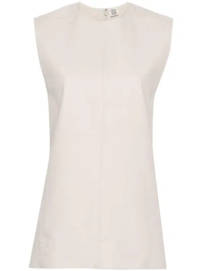 Totême Sleeveless Seam-detailed Top In Pebble