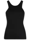 Totême Fine Curved Ribbed Tank Top In Nero
