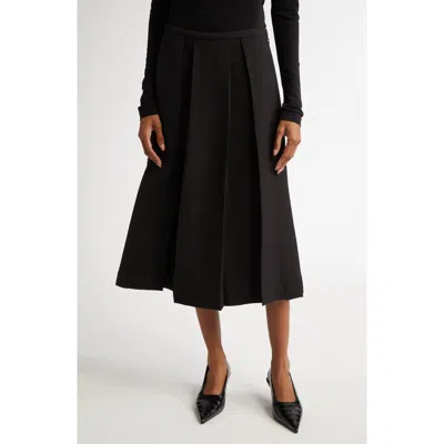TOTÊME TOTEME TWINFLOWER PLEATED WOOL & SILK MIDI SKIRT