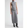 Totême Toteme Twist Detail Sleeveless Merino Wool & Silk Turtleneck Sweater Dress In Grey Melange