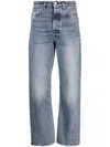 Totême Light Blue Straight Five-pockets Jeans With Logo Patch In Cotton Denim Woman