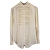Totême Toteme Wavy Pleat Bib Shirt In Ivory Silk In White
