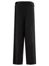 Totême Wide Leg  In Fluid Viscose And Linen Trousers Black In Black