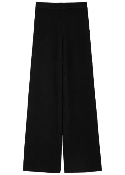 Totême Toteme Wide-leg Crochet-knit Trousers In Black