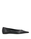 Totême Leather Asymmetric Ballerinas Black In Black