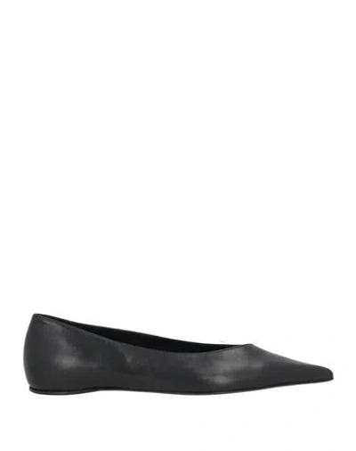 Totême + Net Sustain The Asymmetric Ballerina Leather Point-toe Flats In Black
