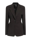 Totême Toteme Woman Blazer Dark Brown Size 8 Cotton, Recycled Cotton In Brown