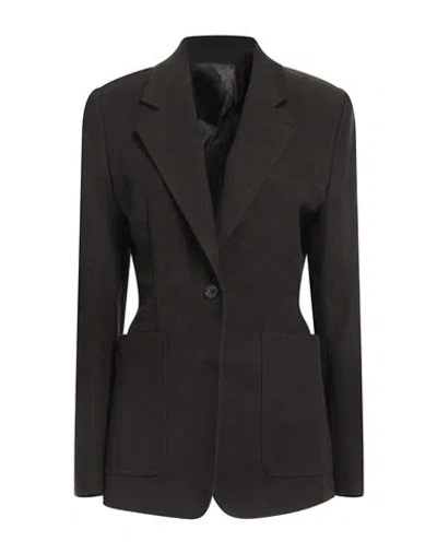 Totême Toteme Woman Blazer Dark Brown Size 8 Cotton, Recycled Cotton