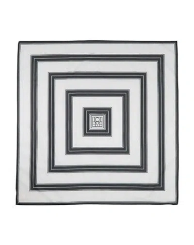Totême Geometric-print Poplin Scarf In White