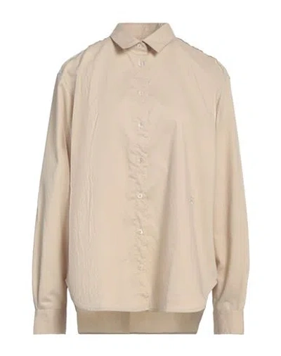 Totême Toteme Woman Shirt Beige Size 8 Recycled Cotton, Polyester, Recycled Polyester