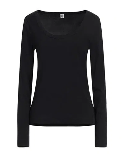 Totême Womens Black Ribbed Scoop-neck Stretch-wool Blend Top