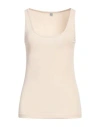 Totême Ribbed-knit Cotton-blend Jersey Tank Top In Beige