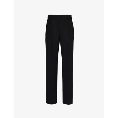 Totême Toteme Womens Black Straight-leg Mid-rise Polyester And Wool-blend Trousers