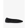 Totême Womens Black The Gathered Square-toe Satin Flats In Black