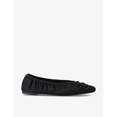 TOTÊME WOMENS BLACK THE GATHERED SQUARE-TOE SATIN FLATS