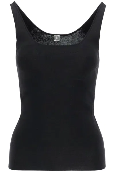 Totême Rib Knit Cotton Tank Top In Black
