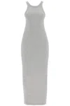 Totême Ribbed Organic Cotton-blend Jersey Maxi Dress In Grey