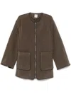 Totême Women's Oak Melange Wool Felt Jacket With Zip Loose Fit In Multicolor
