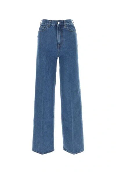 Totême Organic Cotton Wide Leg Jeans. In Blue