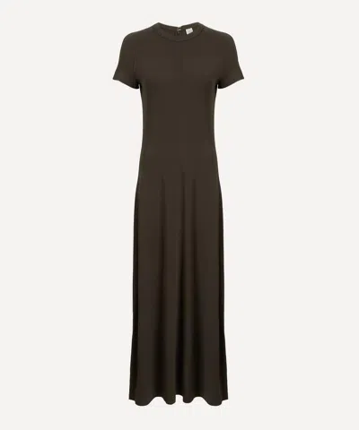 Totême Black Fluid Jersey Long Dress In Brown
