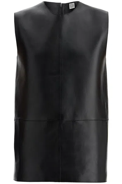 Totême Toteme Women's Leather Crewneck Top With In Black