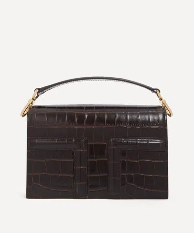 Totême Toteme Women's Mini T-flap Croc-embossed Shoulder Bag