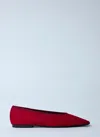 Totême The Minimalist Grosgrain-trimmed Suede Ballet Flats In Red