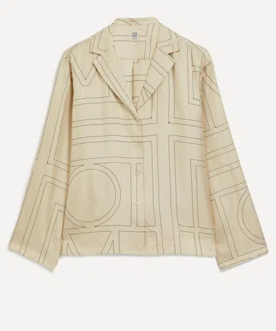 Totême Monogram Silk Pyjama Top In Ivory