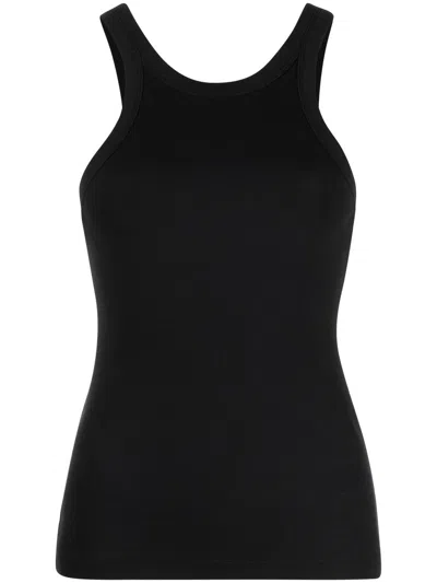 Totême Fine Curved Ribbed Tank Top In Black