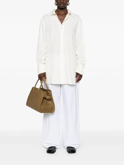 Totême Toteme Women Relaxed Floral Jaquard Shirt In 047 White