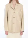 Totême Toteme Women Single-breasted Leather Jacket In Cream
