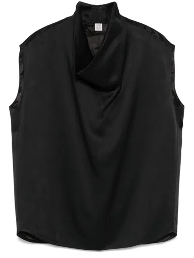 Totême Sleeveless Funnel-neck Blouse In Black