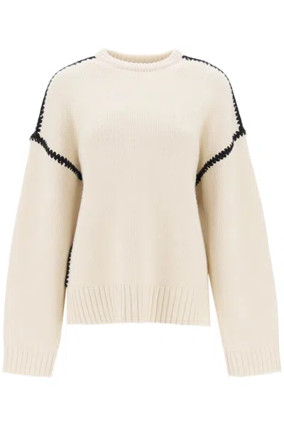 Totême Whipstitched Wool Jumper In Snow