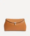 Totême T-lock Grained-leather Clutch Tan