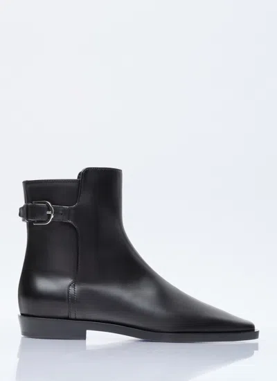 Totême Toteme Women's Black Buckled Square-toe Leather Boots