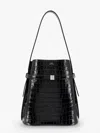 Totême Croc-embossed Belted Bucket Bag In Black