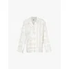 Totême White Shirt With Cuban Collar And Monogram In Silk Woman In White Black
