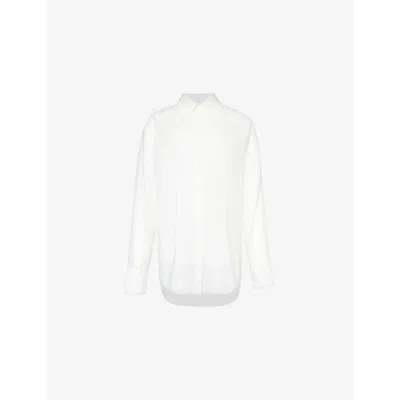 Totême Toteme Womens White Semi-sheer Oversized Organic-cotton Blend Shirt