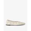 Totême Gathered Leather Ballerina Shoes In Winter Wht