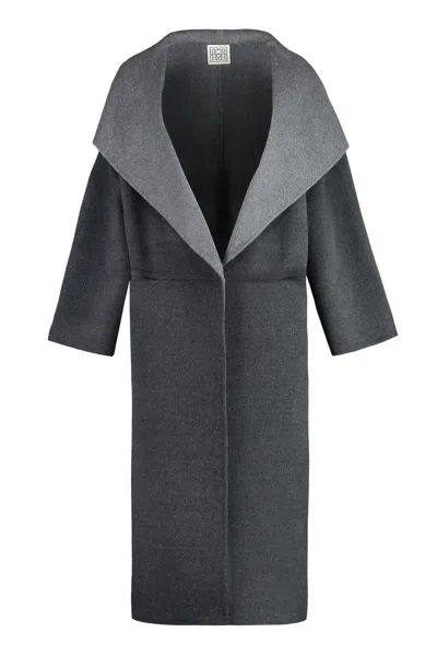 Totême Signature Wool-cashmere Coat In Dark_grey_melange