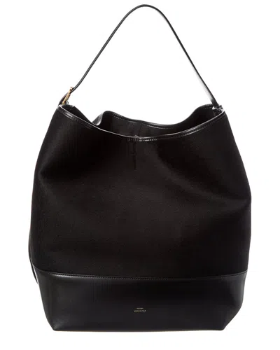 Totême Toteme Wool & Leather Tote In Black