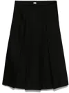 Totême Pleated Wool And Silk-blend Midi Skirt In Black