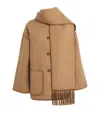 Totême Toteme Chain Stitch Wool Blend Scarf Jacket In Brown