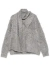 Totême Draped Scarf Brushed Finish Knitted Jumper In Grey