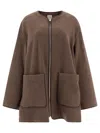 Totême Women's Oak Melange Wool Felt Jacket With Zip Loose Fit In Grey