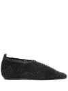 Totême Womens Black Woven-texture Leather Ballet Flats Eur 36 / 3 Uk In Black
