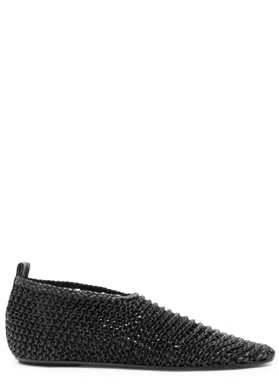 Totême Toteme Woven Leather Ballerina Flat In Black